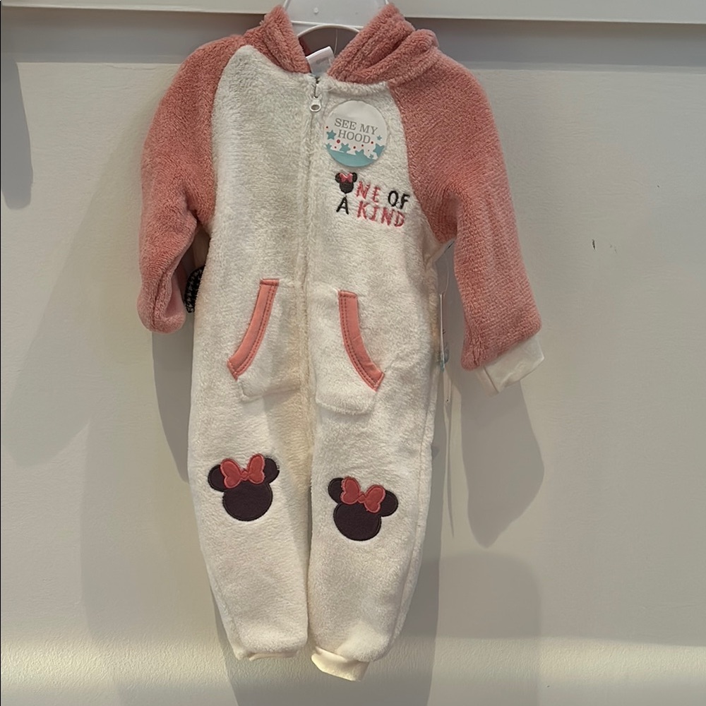 Disney Baby Hooded Onesie with Minnie Mouse Design